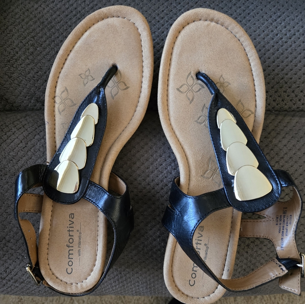 Black Thong Sandals